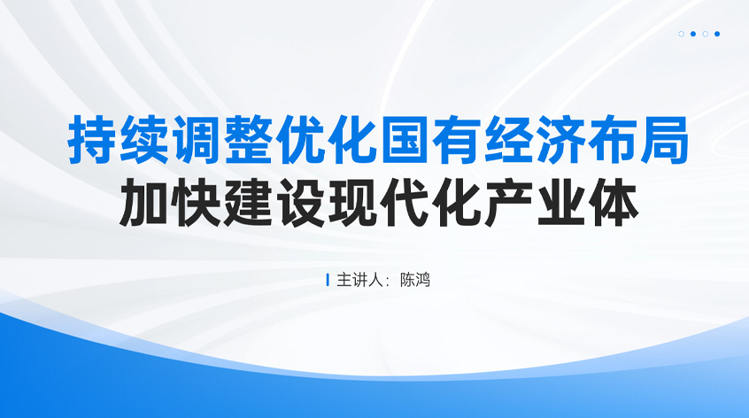 陈鸿：持续调整优化国有经济布局，加快建设现代化产业体
