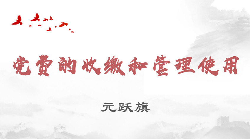 元跃旗：党费的收缴和管理使用